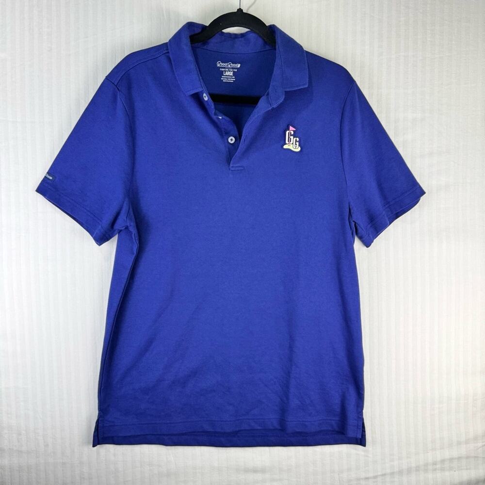 Good Good Men's Performance Sport Polo Golf Shirt Size Large Blue Midnight Sky